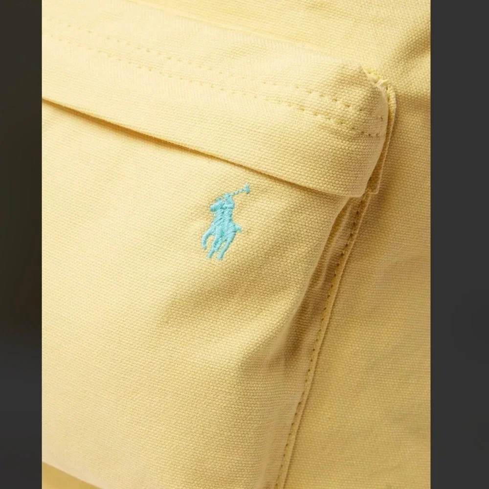 Polo‎ Ralph Lauren Yellow Backpack Canvas Blue Pony Embroidered Unisex New